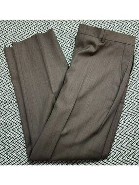 Jos. A. Bank Traveler Tailored Fit Brown Wool Dress Pants 34W X 32L